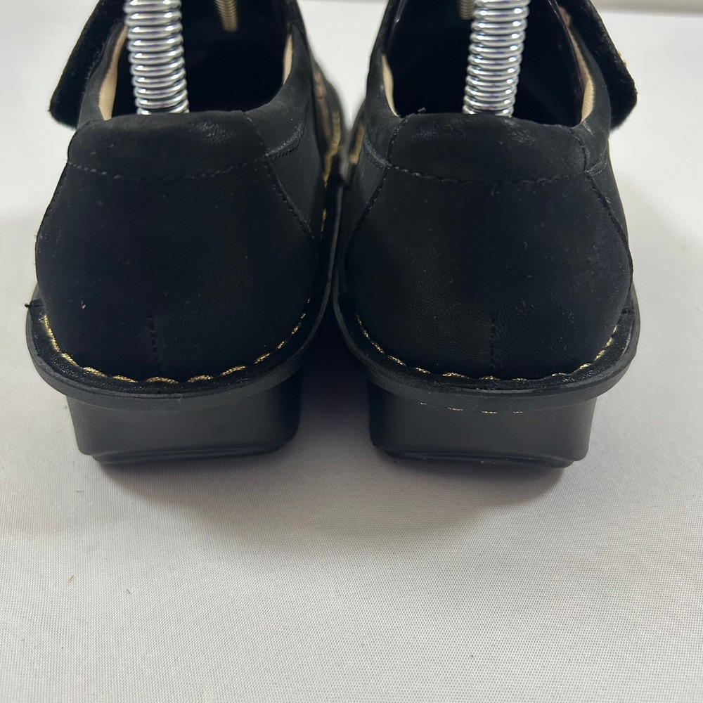 Alegria Loafers Womens 37 / 7 Black Sarah Leopard Animal Print Leather Hook Loop - Picture 8 of 11